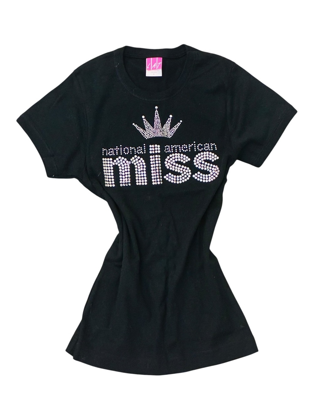 National American Miss Black Rhinestone Logo Tee
